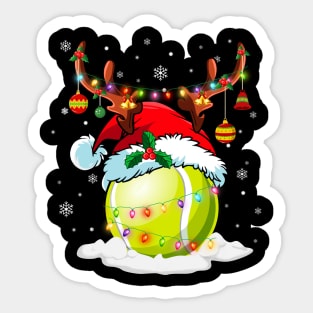 Reindeer Santa Hat Tennis Christmas Lights Xmas Sticker